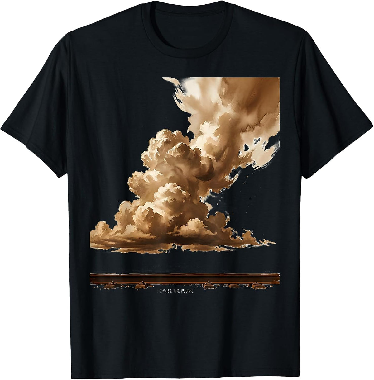 Men's I Chase The Plume Steam Locomotive Train Enthusiast Railroad T-Shirt - Black