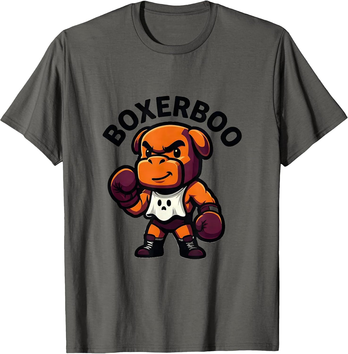 Boxerboo Funny Boxer Dog Ghost Halloween Costume T-Shirt - Asphalt Grey