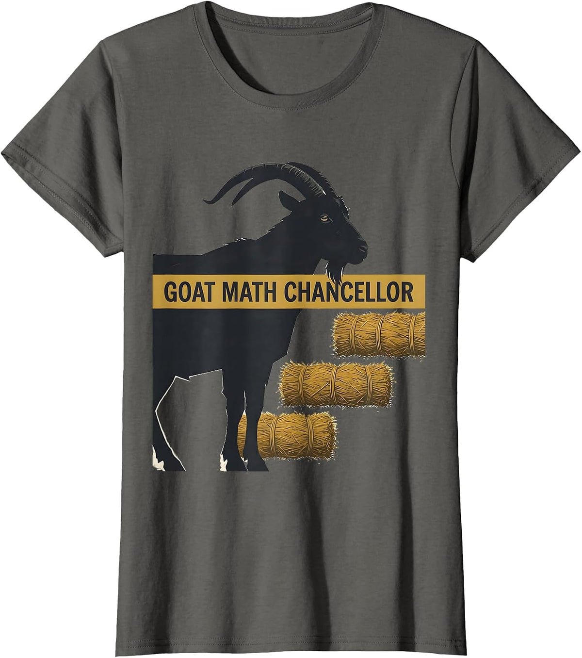 Women's Goat Math Chancellor Funny Goat Owner Farmer Humor T-Shirt - Asphalt Grey