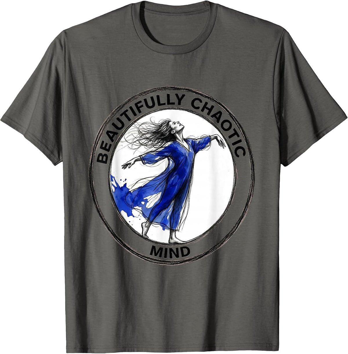 Beautifully Chaotic Mind ADHD Awareness Design T-Shirt - Asphalt Grey