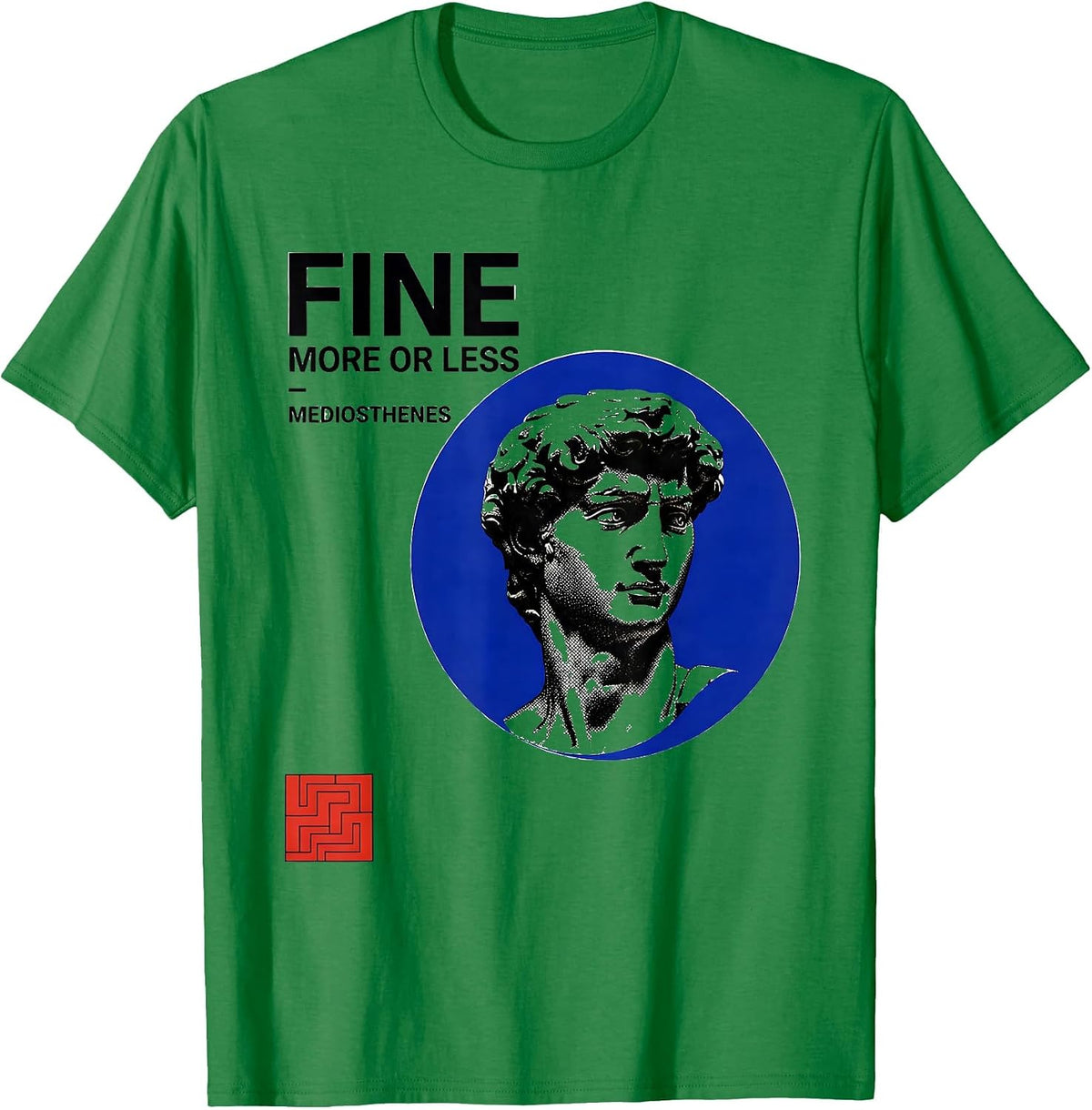 Men's Fine More or Less Mediosthenes Funny Greek Philosopher T-Shirt - Kelly Green