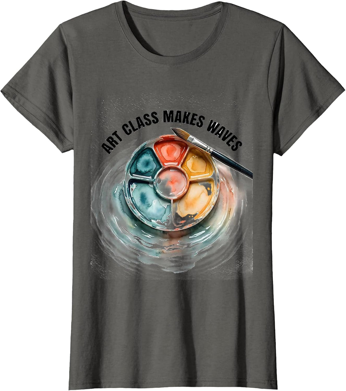 Women's Art Class Makes Waves Watercolor Funny Art Teacher Artist T-Shirt - Asphalt Grey