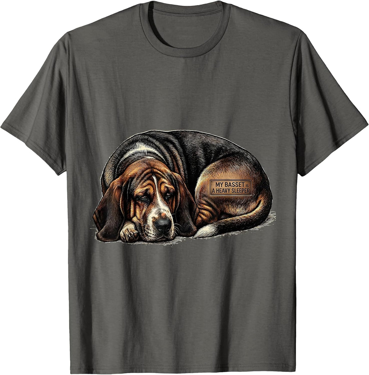 My Basset Is A Heavy Sleeper Funny Basset Hound Dog Owner T-Shirt - Asphalt Grey