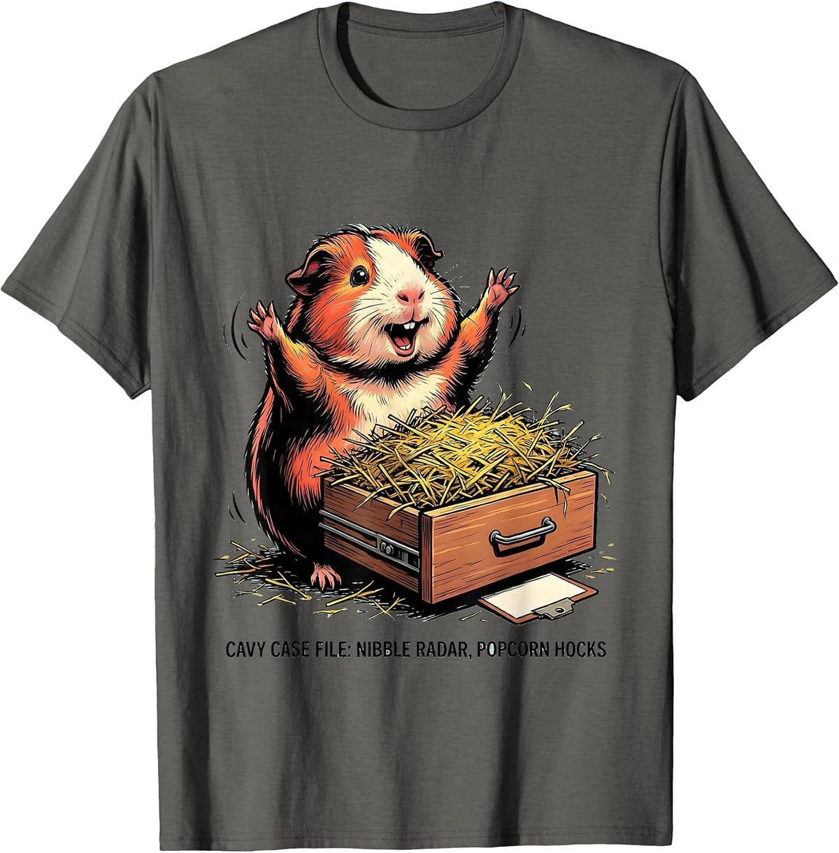 Men's Cavy Case File: Nibble Radar, Popcorn Hocks Funny T-Shirt - Asphalt Grey