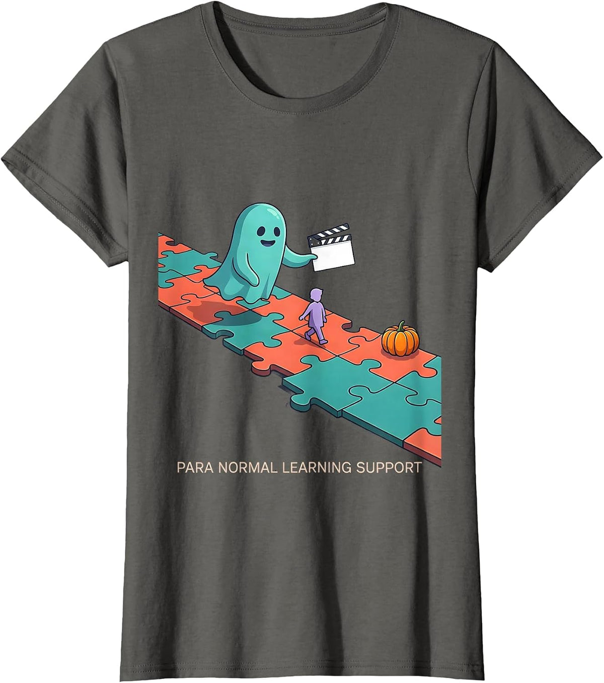 Women's Para Normal Learning Support Funny Ghost Paraprofessional T-Shirt - Asphalt Grey