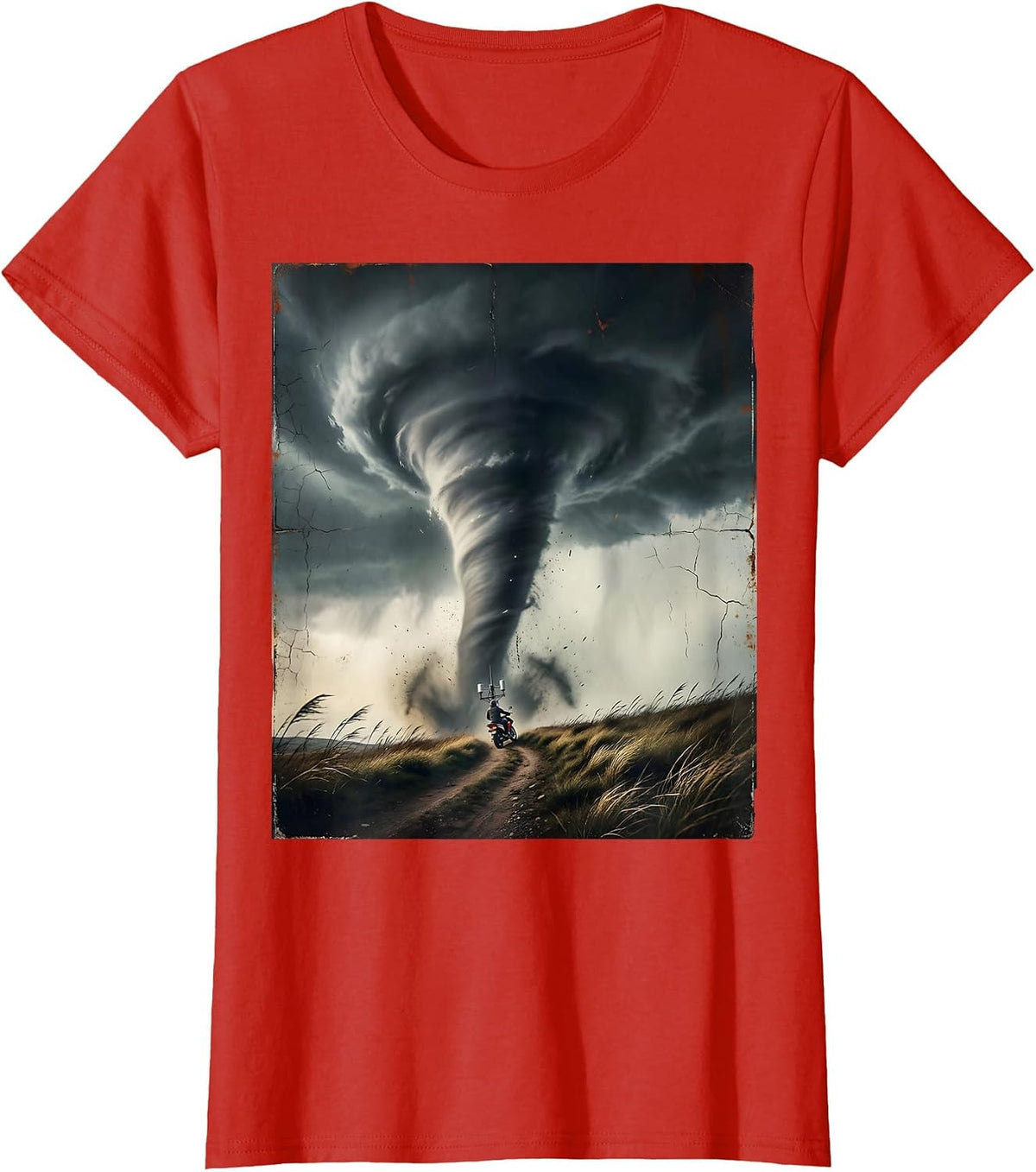Women's Towering Tornado Storm Chaser Meteorology Enthusiast T-Shirt - Red