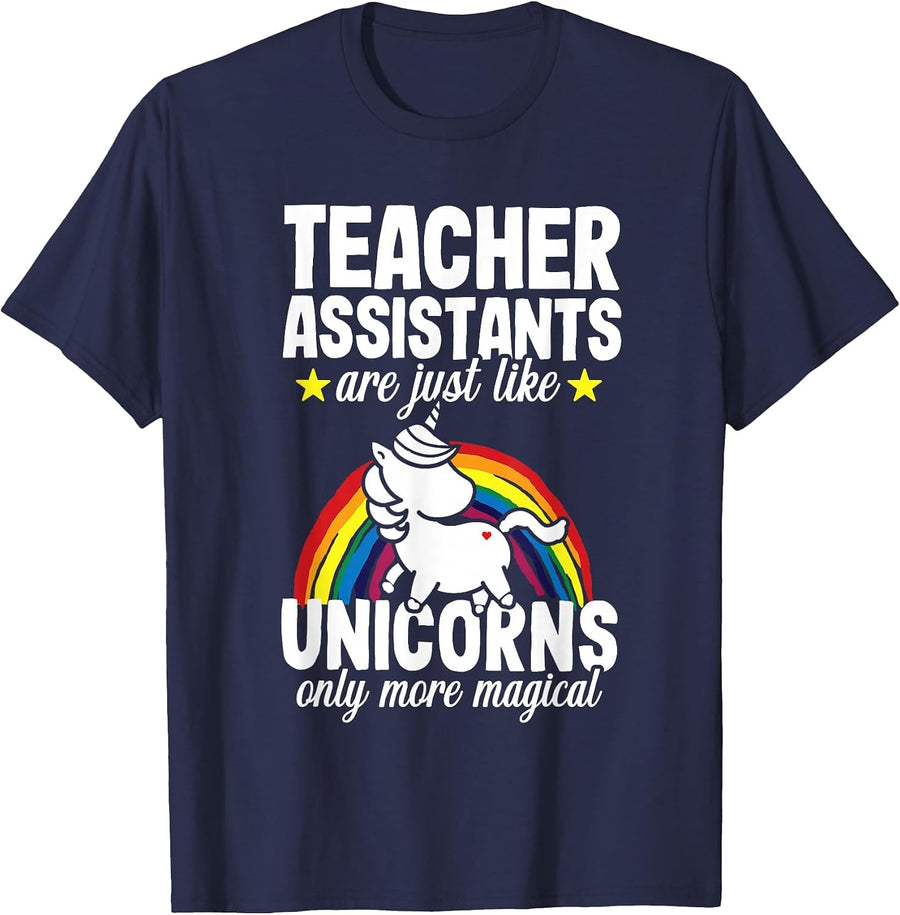 Teacher Assistant Unicorn Teaching School Appreciation T-Shirt - Navy Blue