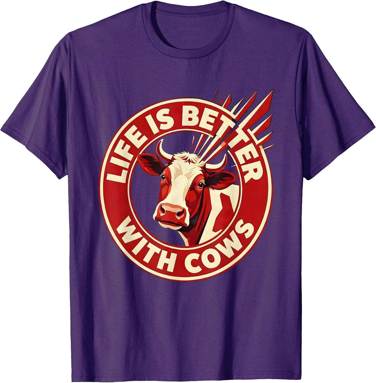 Life Is Better With Cows Farmer Design T-Shirt - Purple