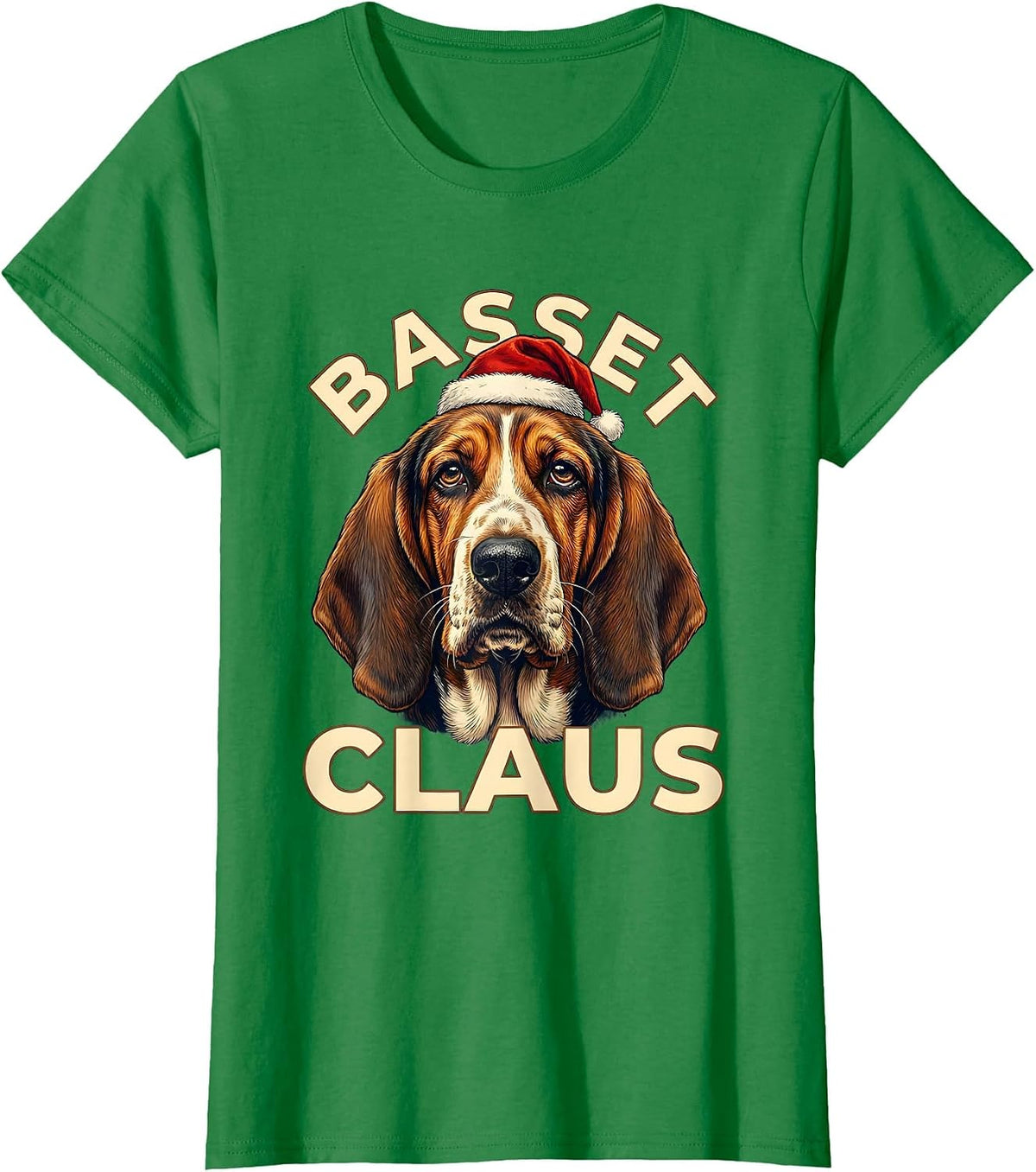 Basset Claus Funny Basset Hound Christmas Dog Lover Gift T-Shirt - Kelly Green