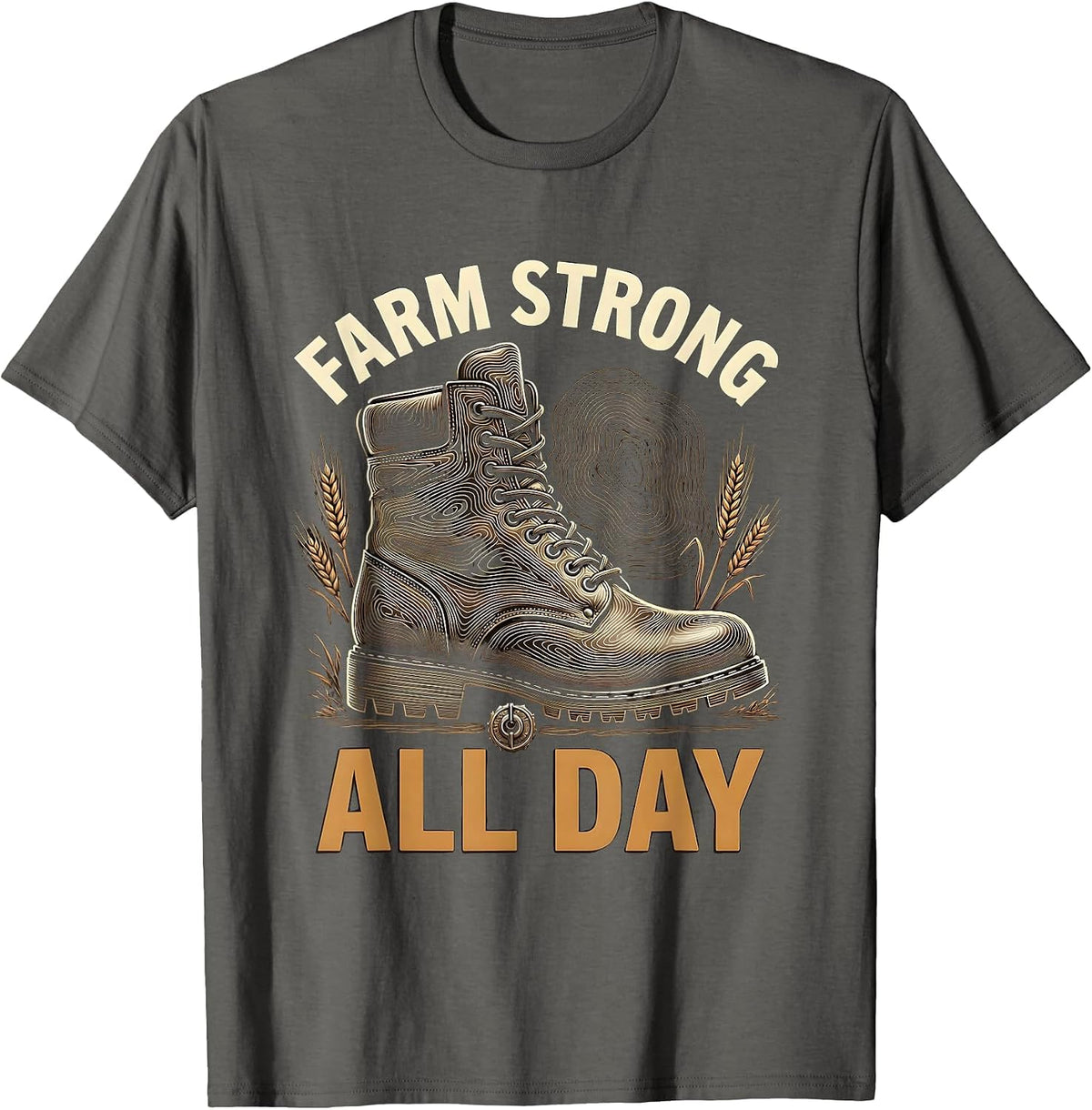 Men's Farm Strong All Day Country Life Design T-Shirt - Asphalt Grey