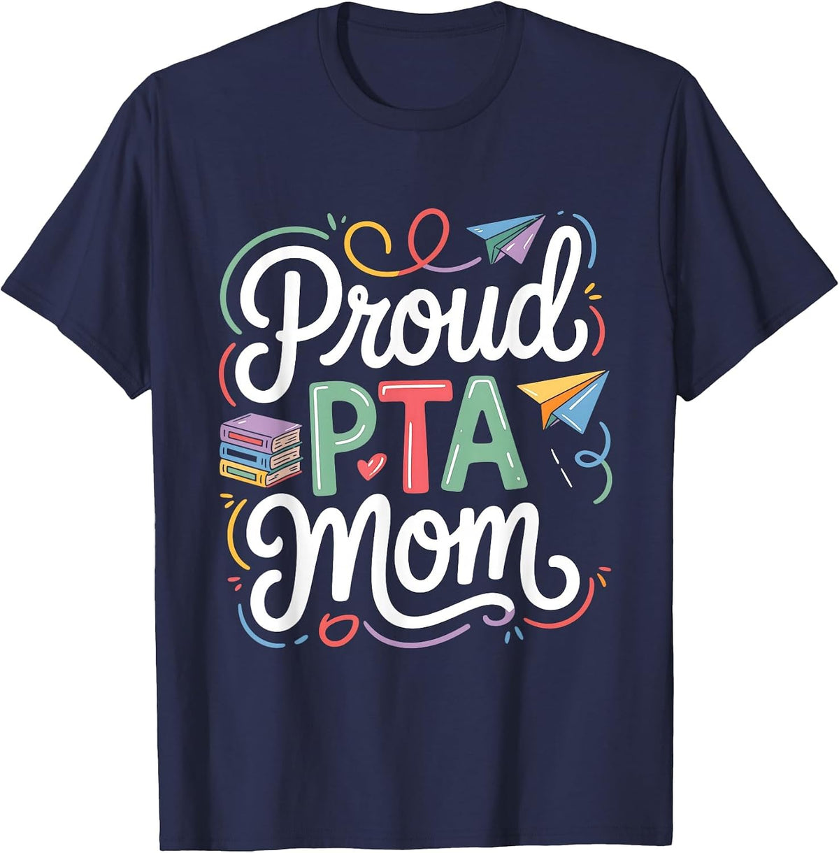 Cute School Supporter Meeting Matching Women Proud PTA Mom T-Shirt - Navy Blue