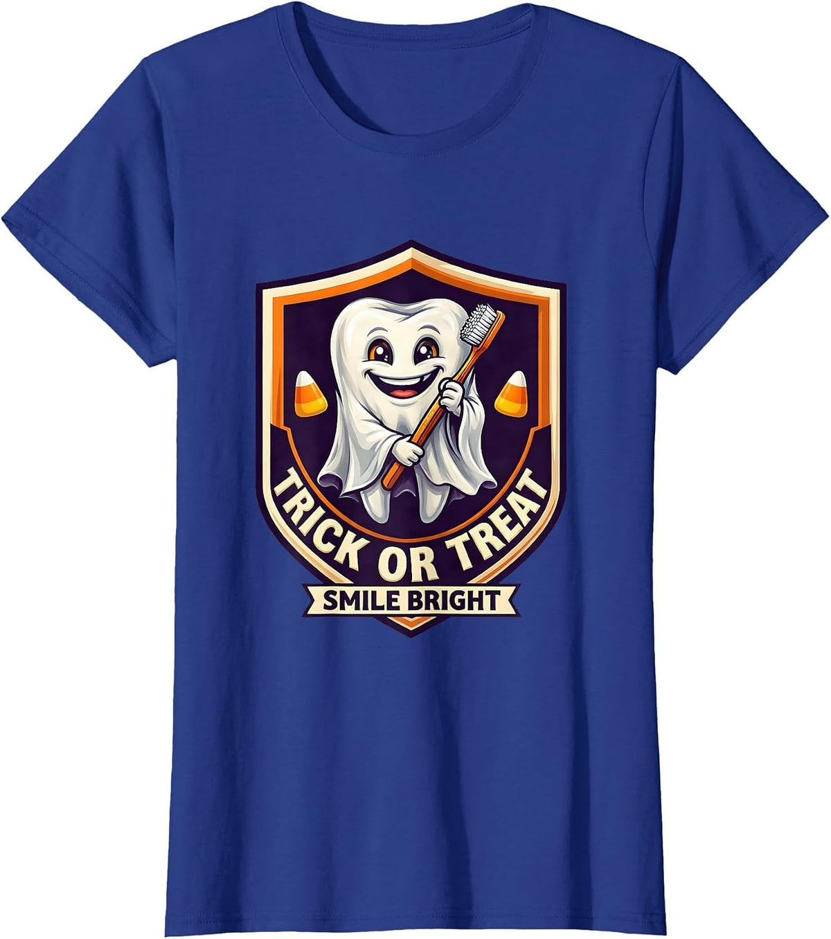Women's Trick Or Treat Smile Bright Halloween Dentist Costume Dental T-Shirt - Royal Blue