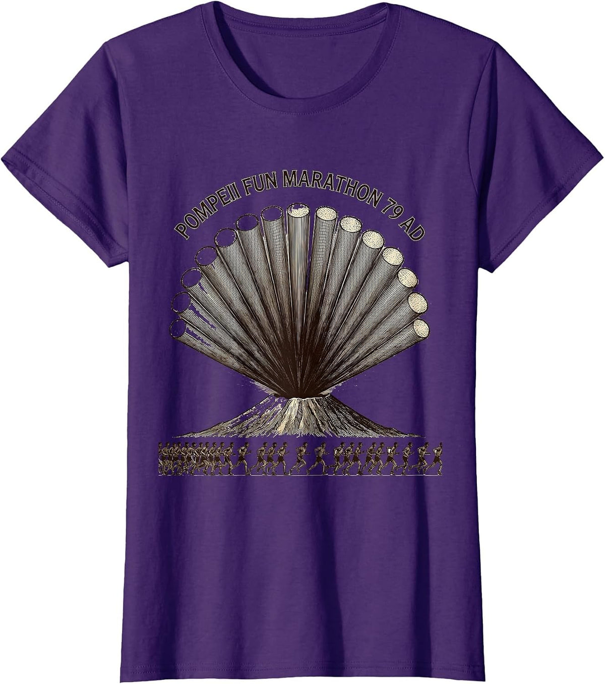 Women's Pompeii Fun Marathon 79 AD Funny Volcano History Geography T-Shirt - Purple