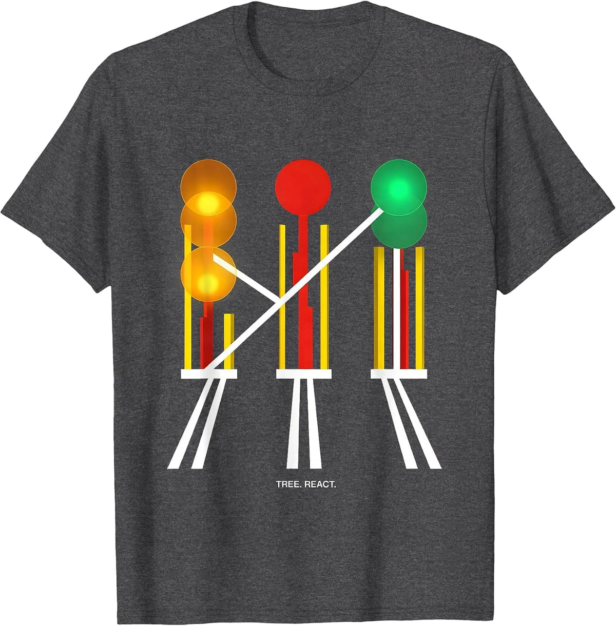 Men's Tree React Bauhaus Modernist Drag Racing RC Car Enthusiast T-Shirt - Dark Heather Grey