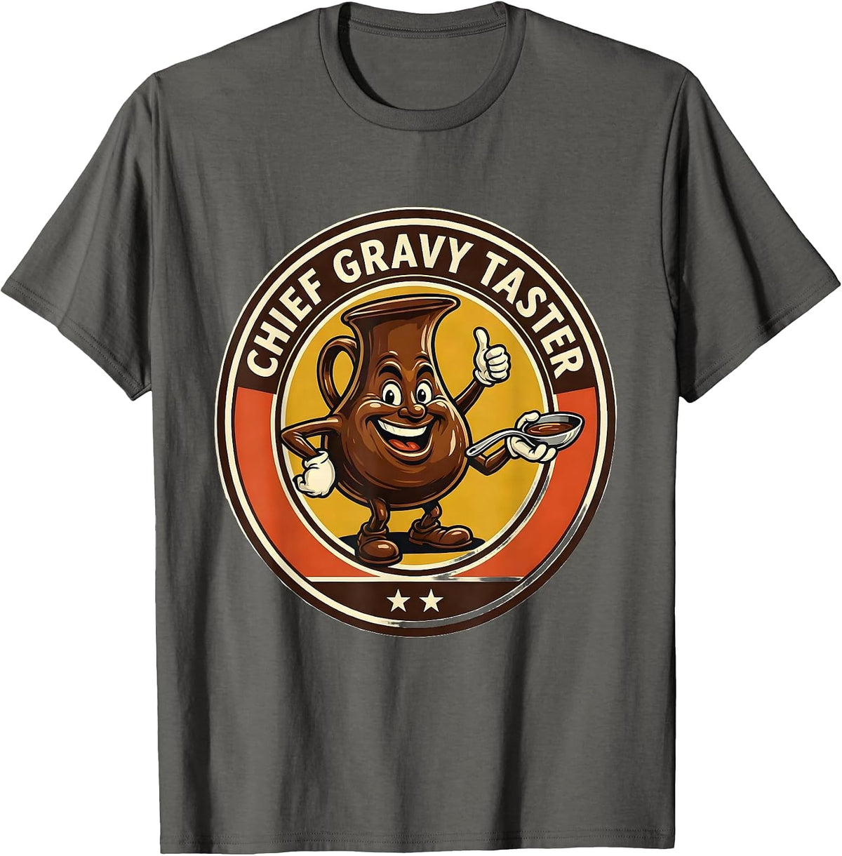 Chief Gravy Taster Retro Thanksgiving Dinner Humor T-Shirt - Asphalt Grey