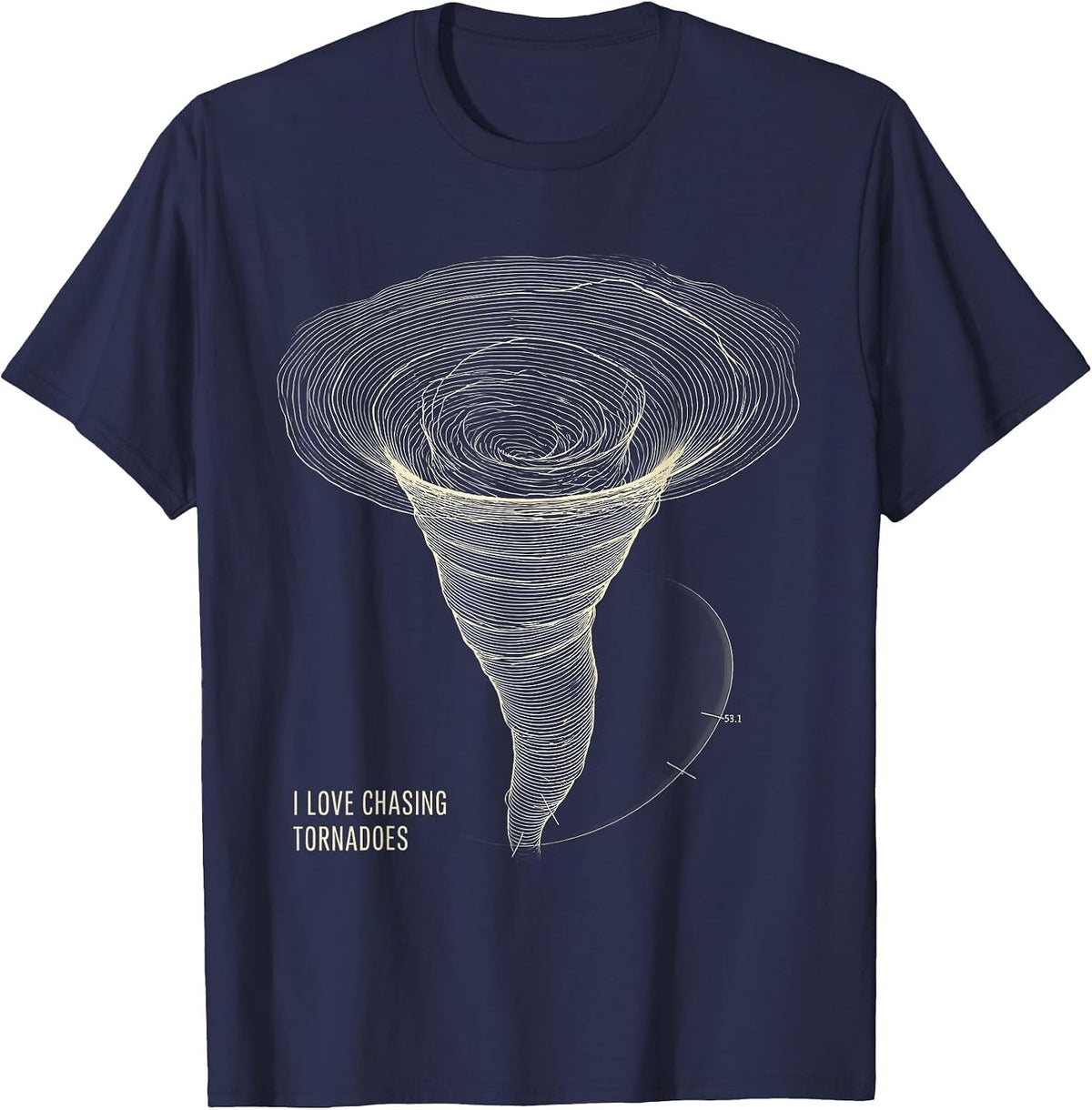 Men's I Love Chasing Tornadoes Topographic Contour Storm Chaser T-Shirt - Navy Blue