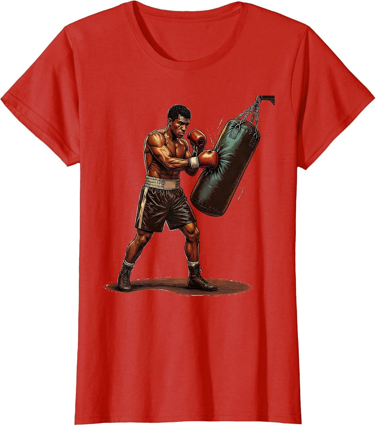 Boxer Resting Heavy Bag Vintage Gym Humor T-Shirt - Red