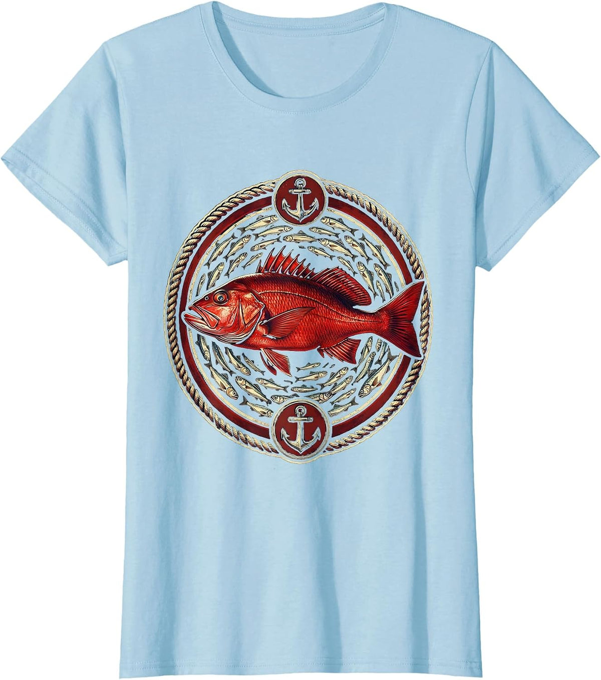 Red Snapper Baitfish Gulf of Mexico Fishing Art T-Shirt - Baby Blue