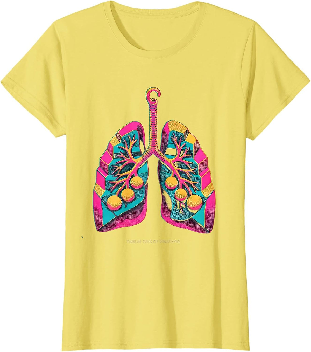 Twelve Days Of Breathing Risograph Respiratory Therapist T-Shirt - Lemon Yellow