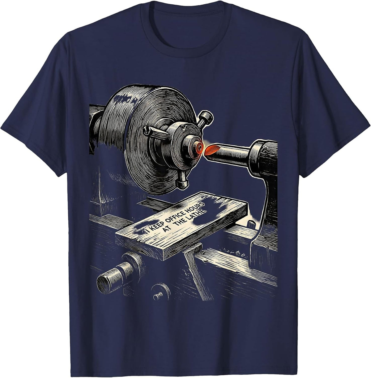 I Keep Office Hours At The Lathe Funny Blacksmith T-Shirt - Navy Blue