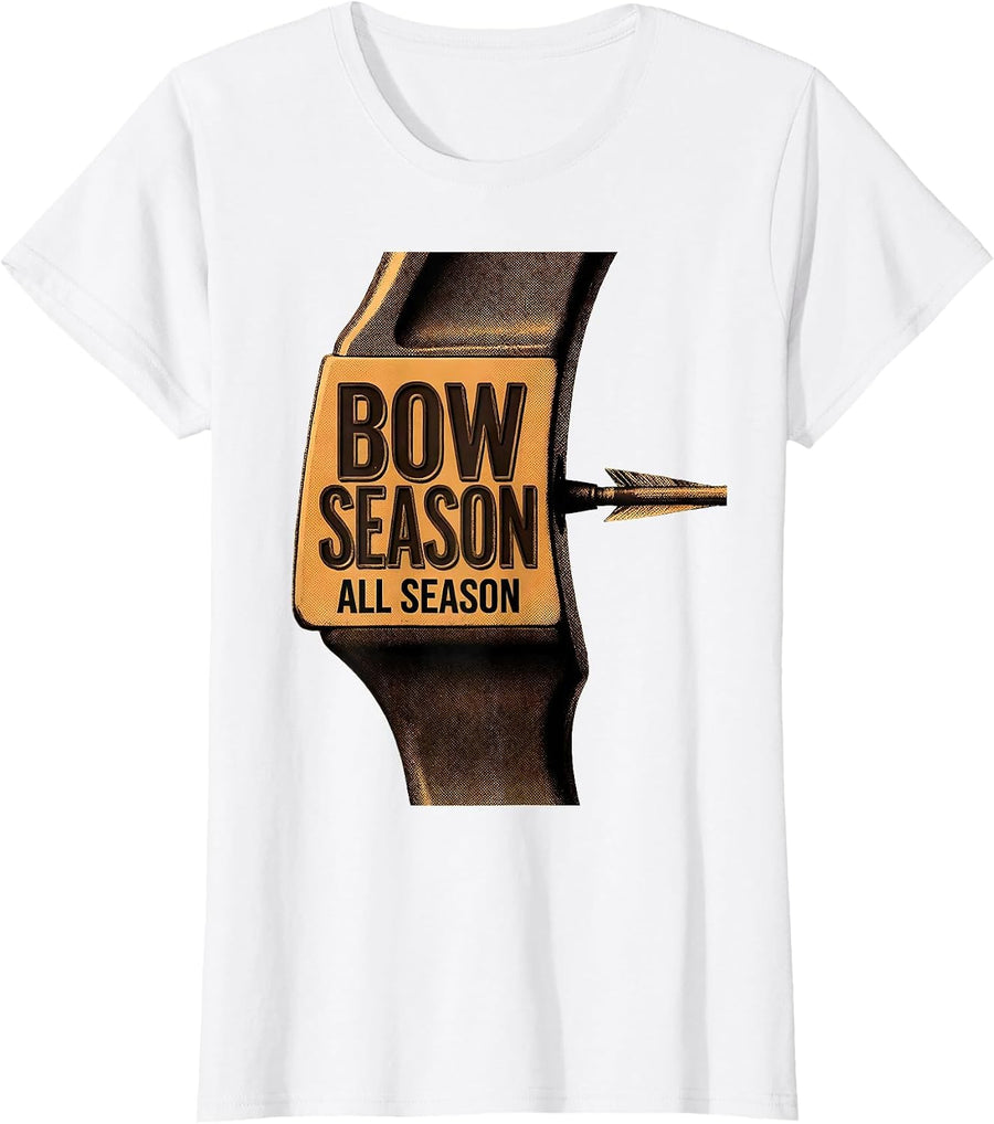 Women's Bow Season All Season Archery Hunting Design T-Shirt - White