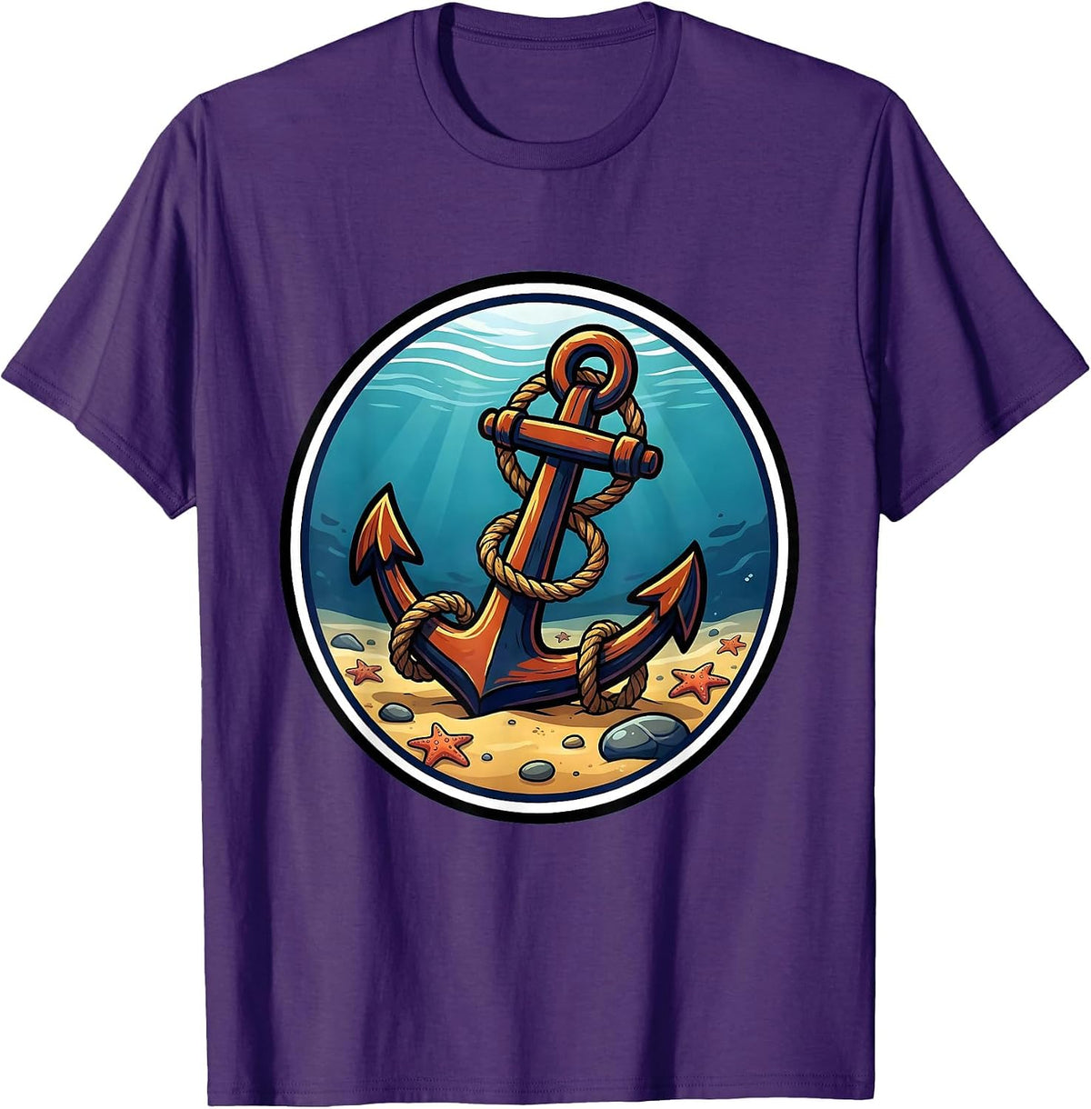 Anchor and Rope Ocean Floor Cruise Design T-Shirt - Purple
