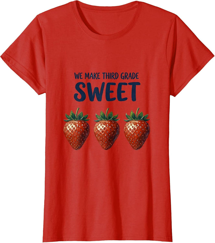 Women's We Make Third Grade Sweet Whimsical Teacher Back To School T-Shirt - Red