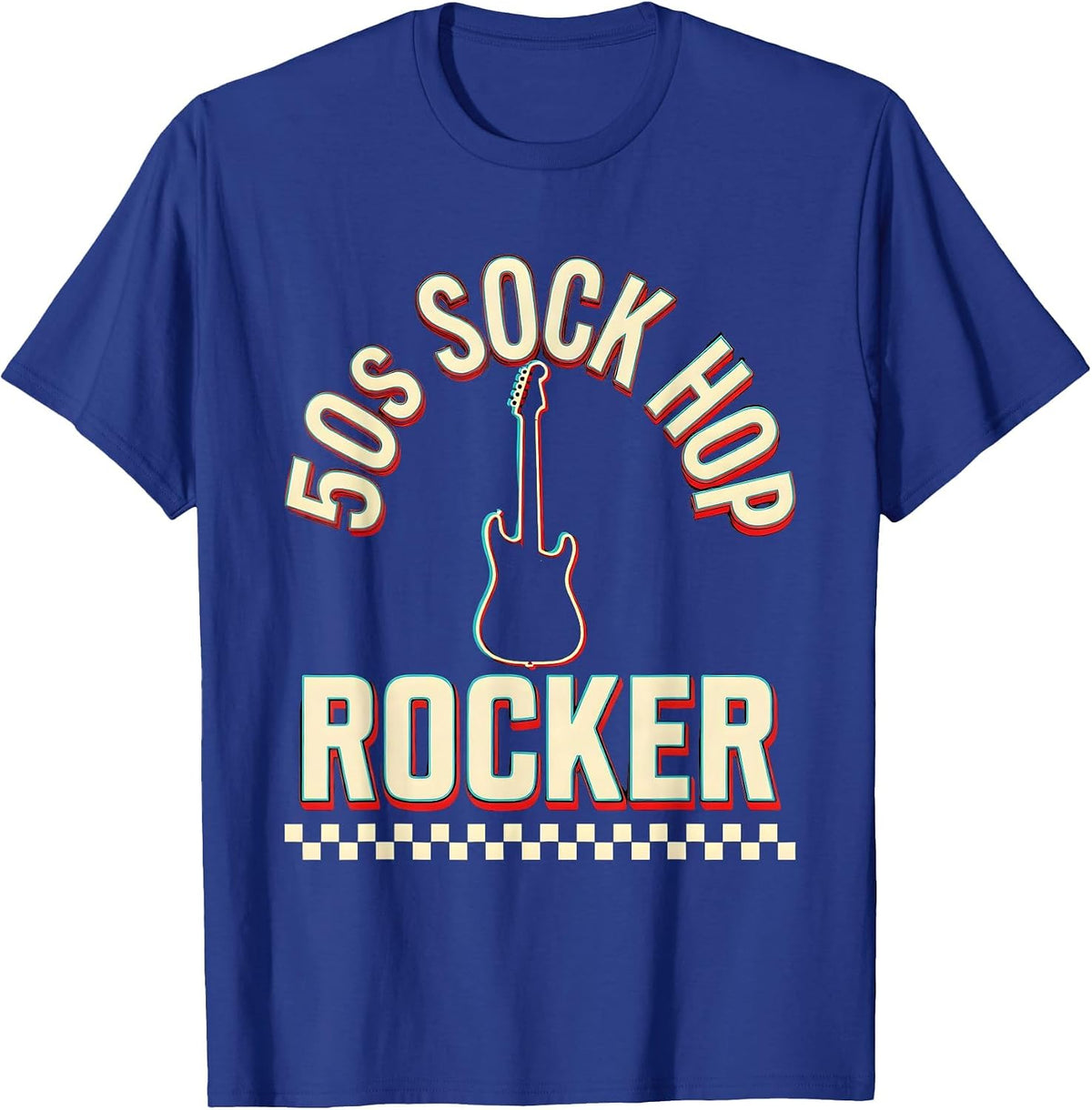 50s Sock Hop Rocker Retro 1950s Rockabilly Greaser Costume T-Shirt - Royal Blue