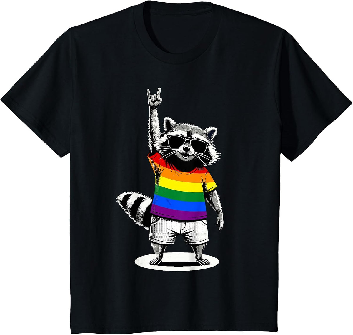 Raccoon LGBTQ Pride Month T-Shirt - Black