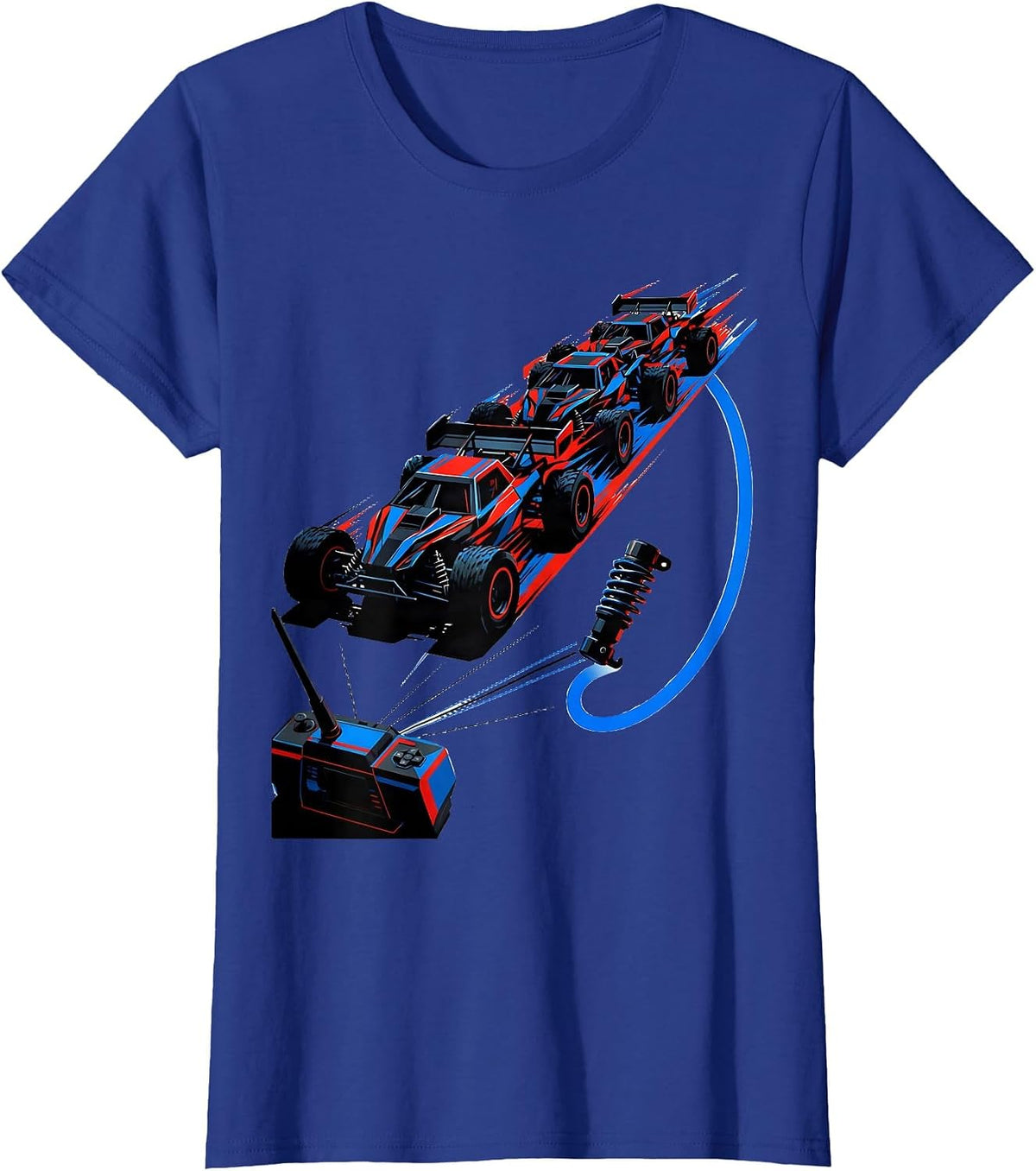 Women's RC Truck Silhouettes Futurist Dynamism Hobbyist Gift T-Shirt - Royal Blue