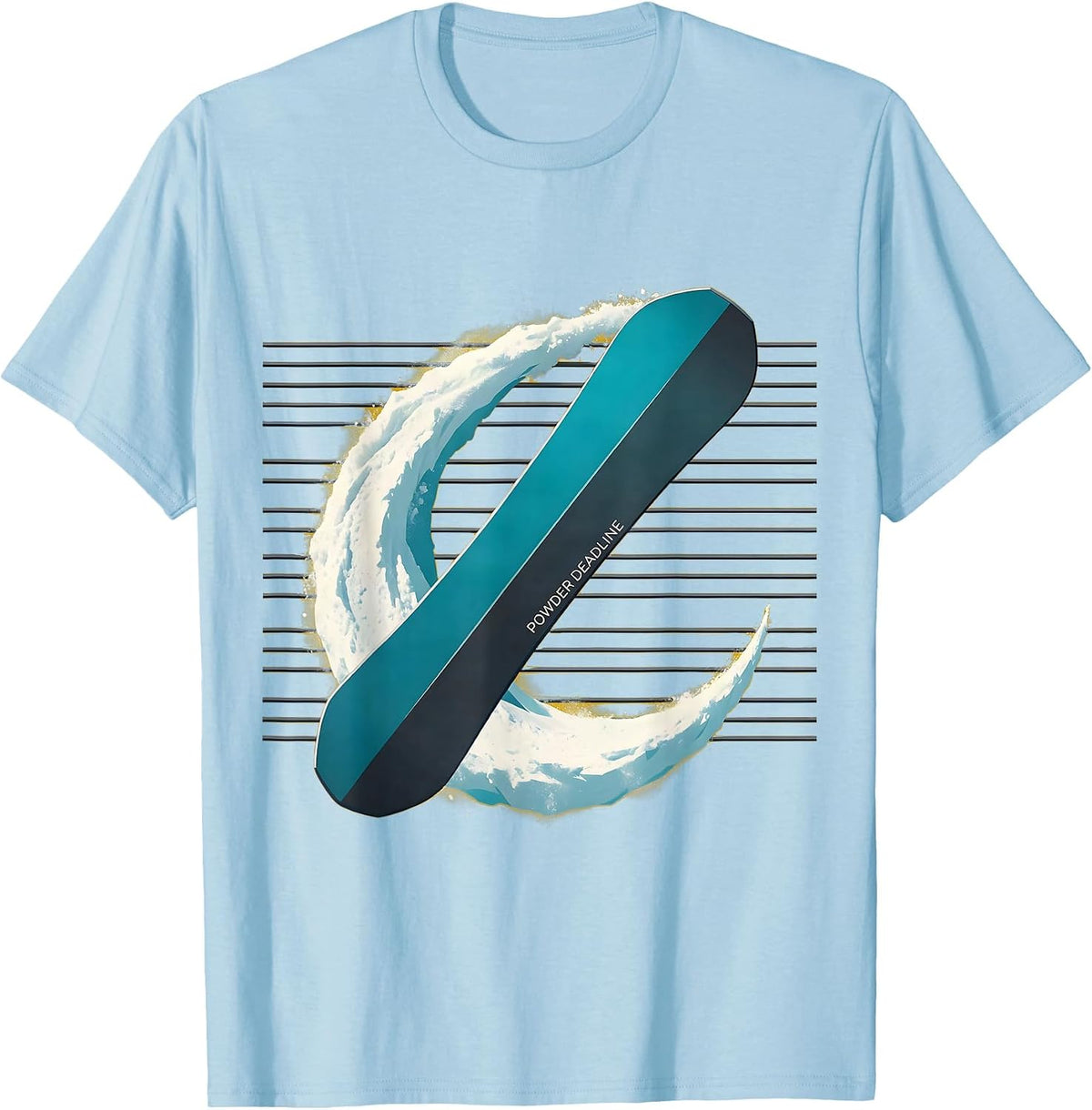 Powder Deadline Midcentury Modern Snowboarder Gift Winter T-Shirt - Baby Blue