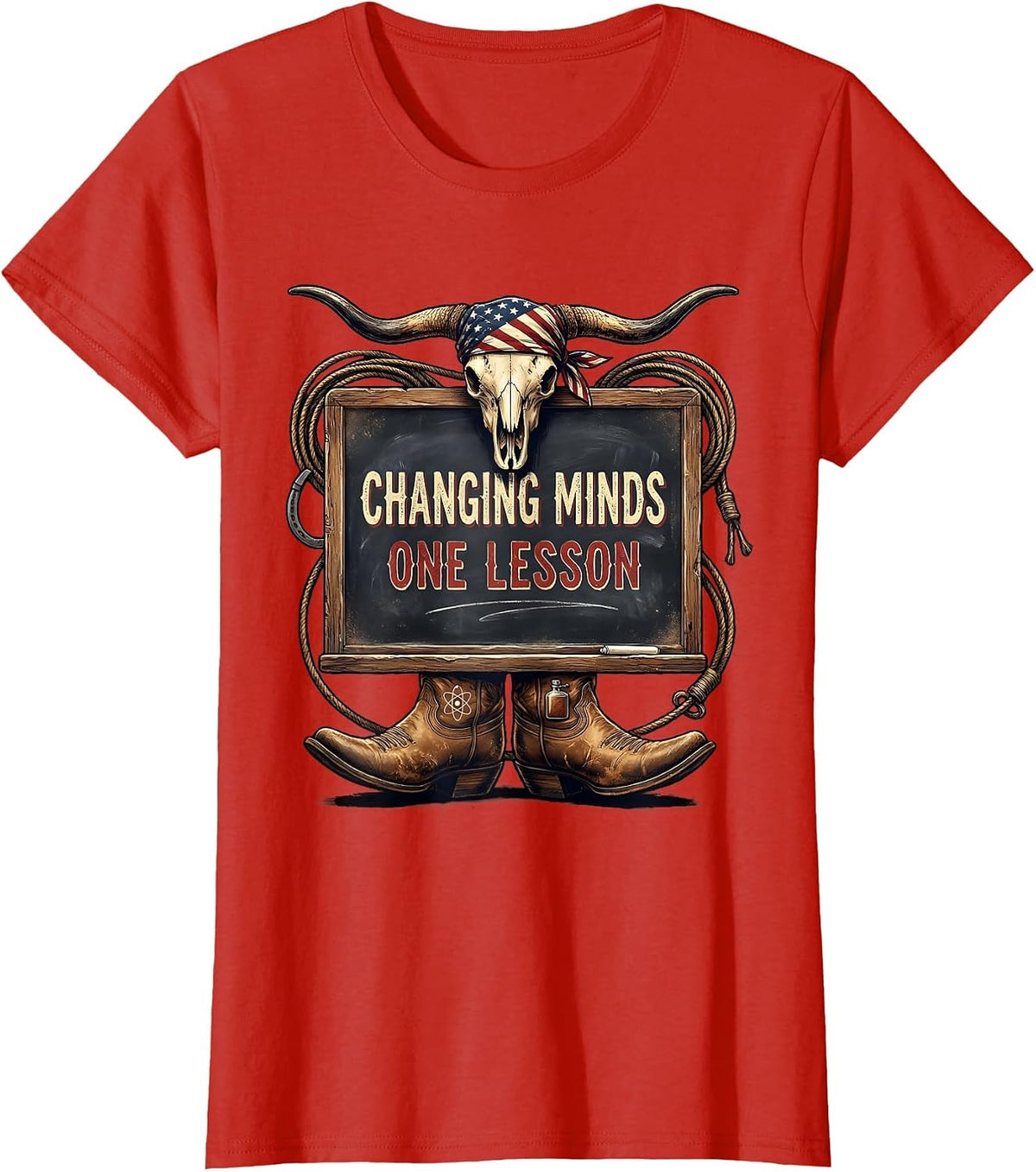 Changing Minds One Lesson Science Teacher Design T-Shirt - Red