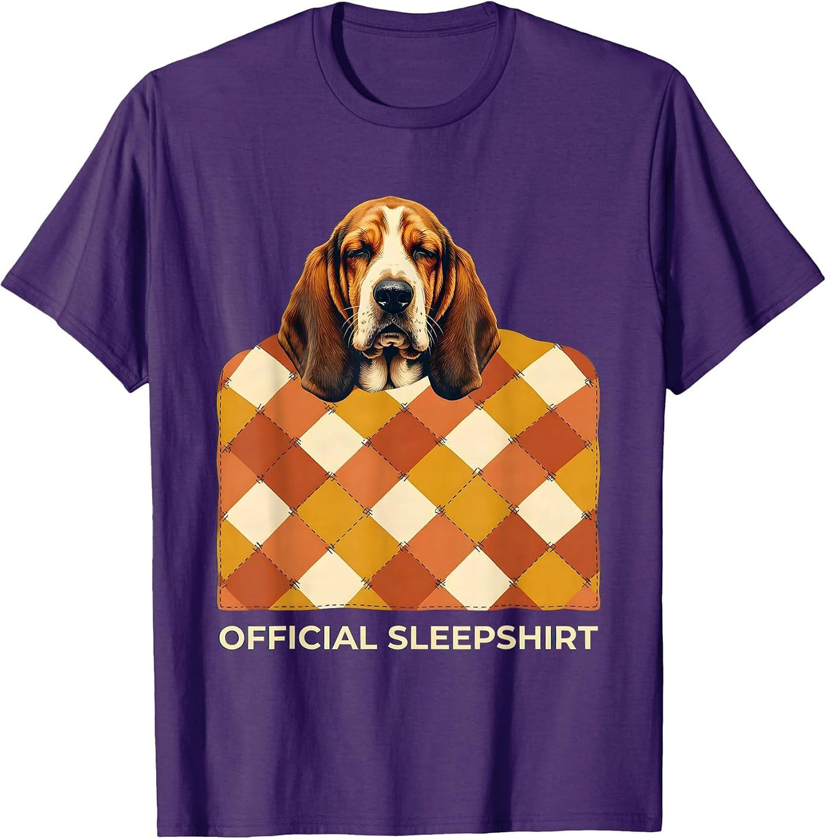 Men's Official Sleepshirt Basset Hound Funny Animal Lover Pajama T-Shirt - Purple