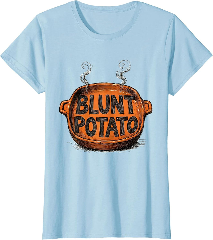 Women's Blunt Potato Hand-Sketched Funny Sweet Potato Couple T-Shirt - Baby Blue