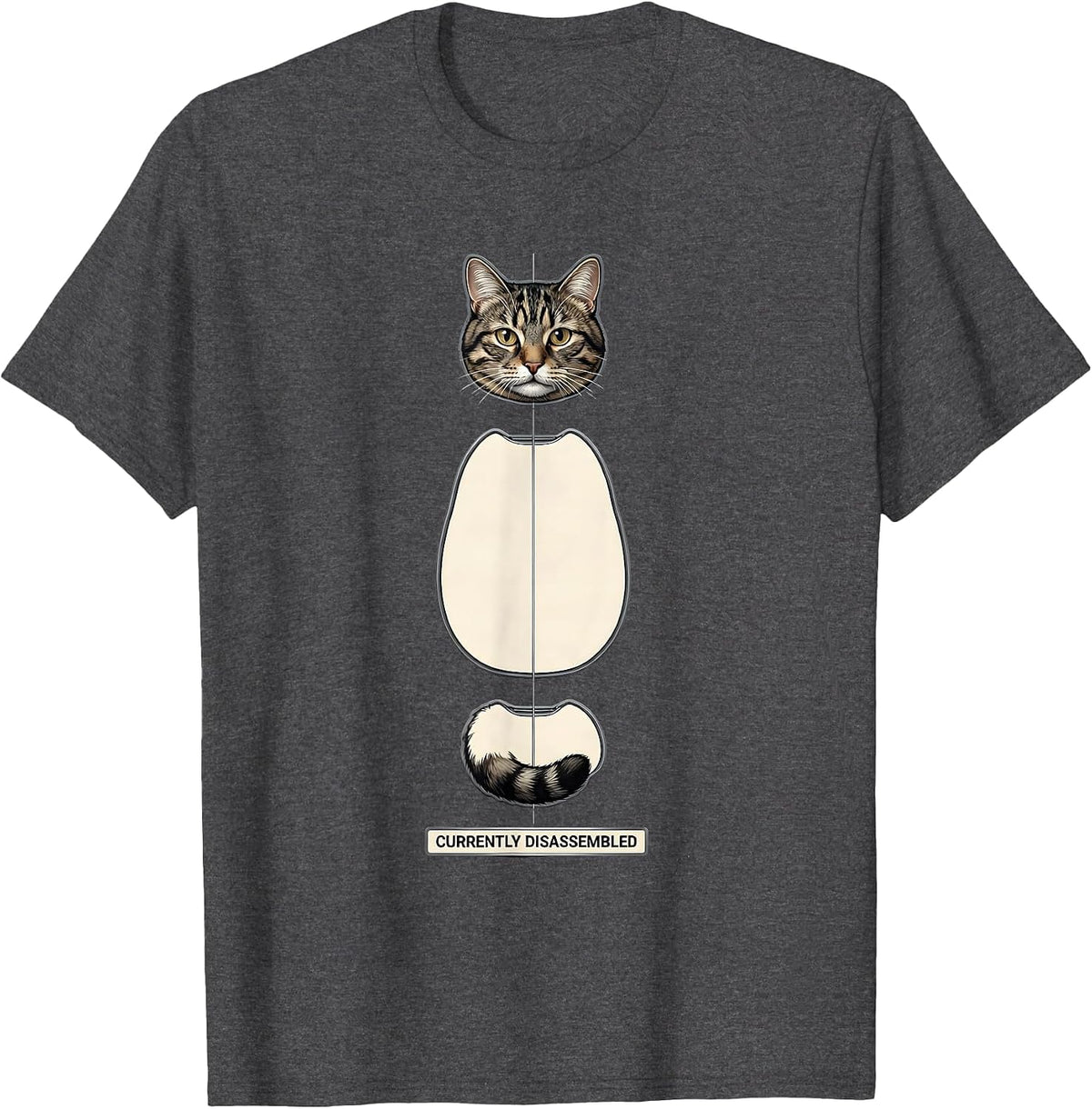 Currently Disassembled Exploded View Technical Cat Meme T-Shirt - Dark Heather Grey
