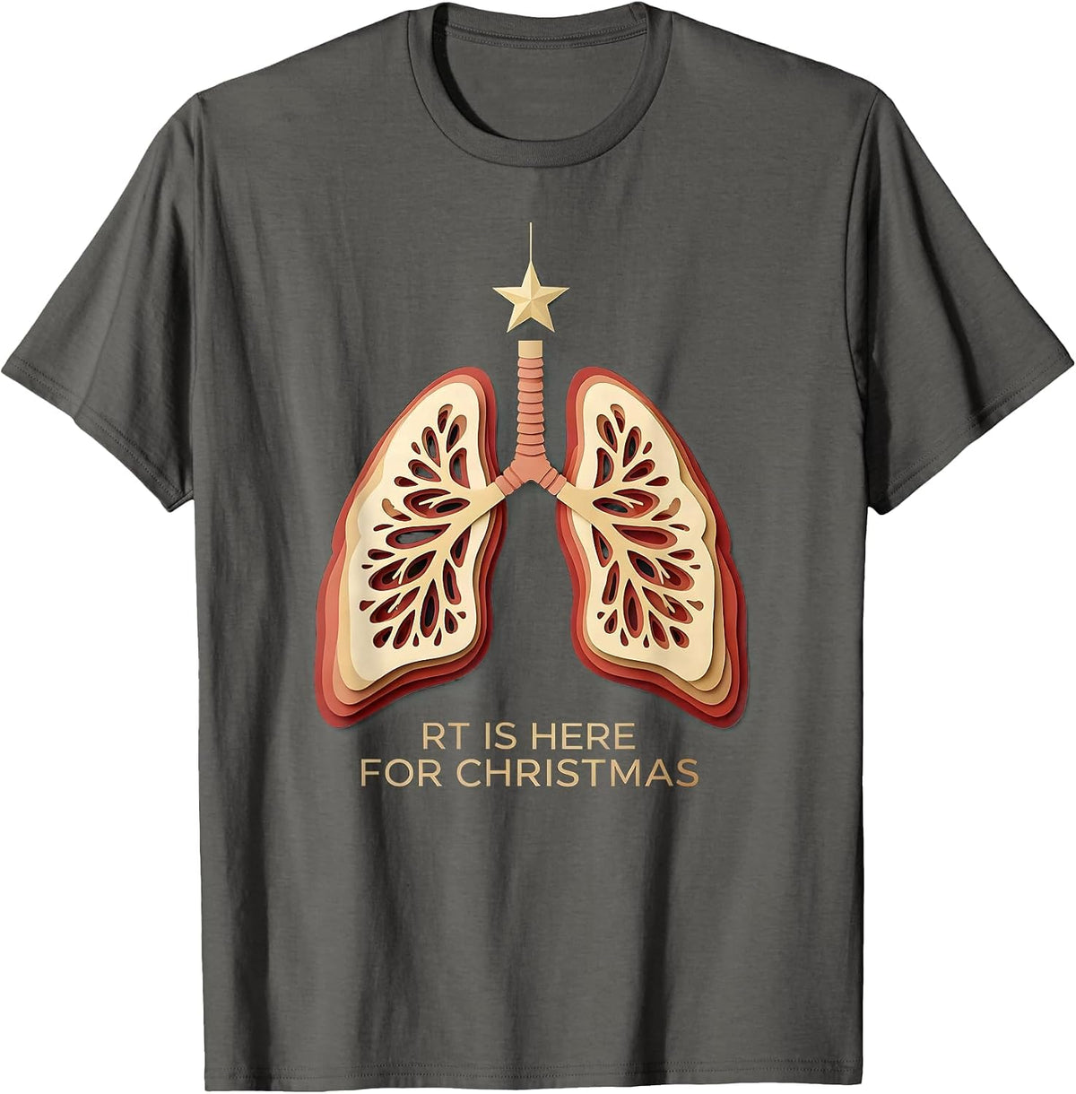 RT Is Here For Christmas Funny Respiratory Therapist T-Shirt - Asphalt Grey