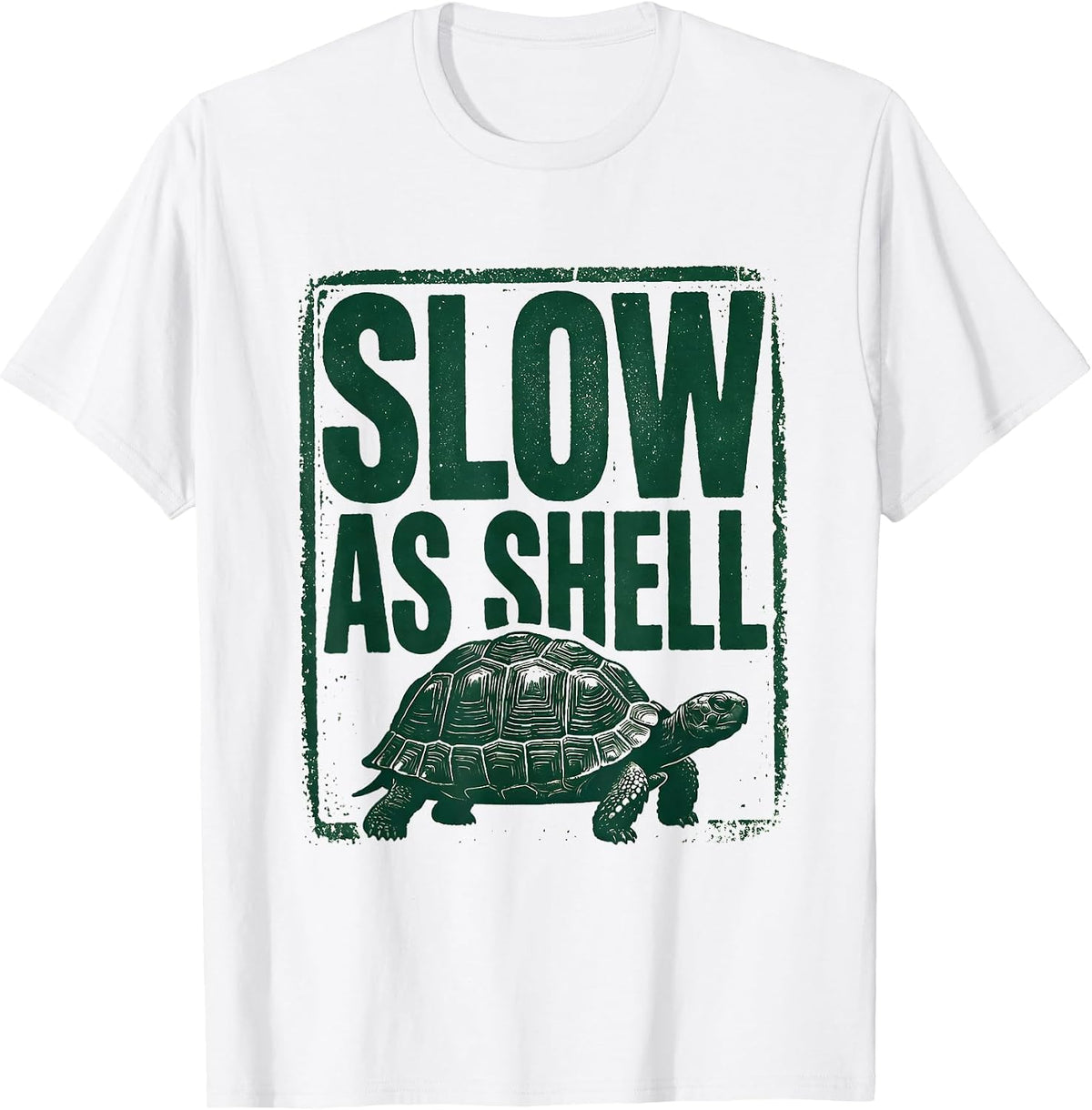 Men's Slow As Shell Rubber Stamp Turtle Lover Funny Tortoise Humor T-Shirt - White