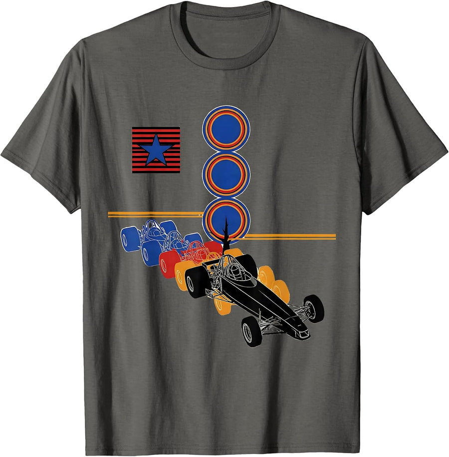 RC Dragster Silhouette American Flag Racing Hobbyist T-Shirt - Asphalt Grey