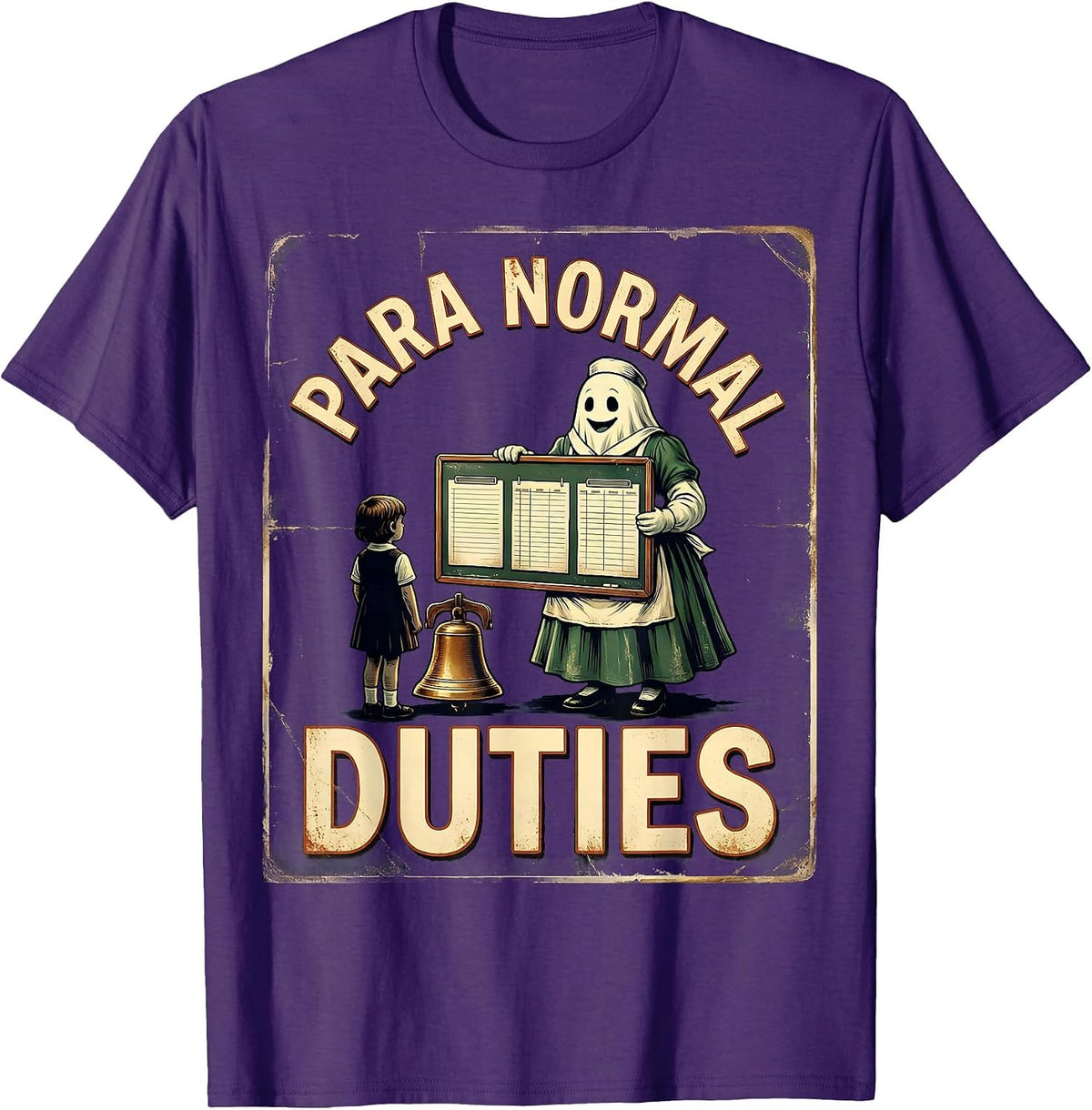 Para Normal Duties Vintage Ghost Paraprofessional Halloween T-Shirt - Purple