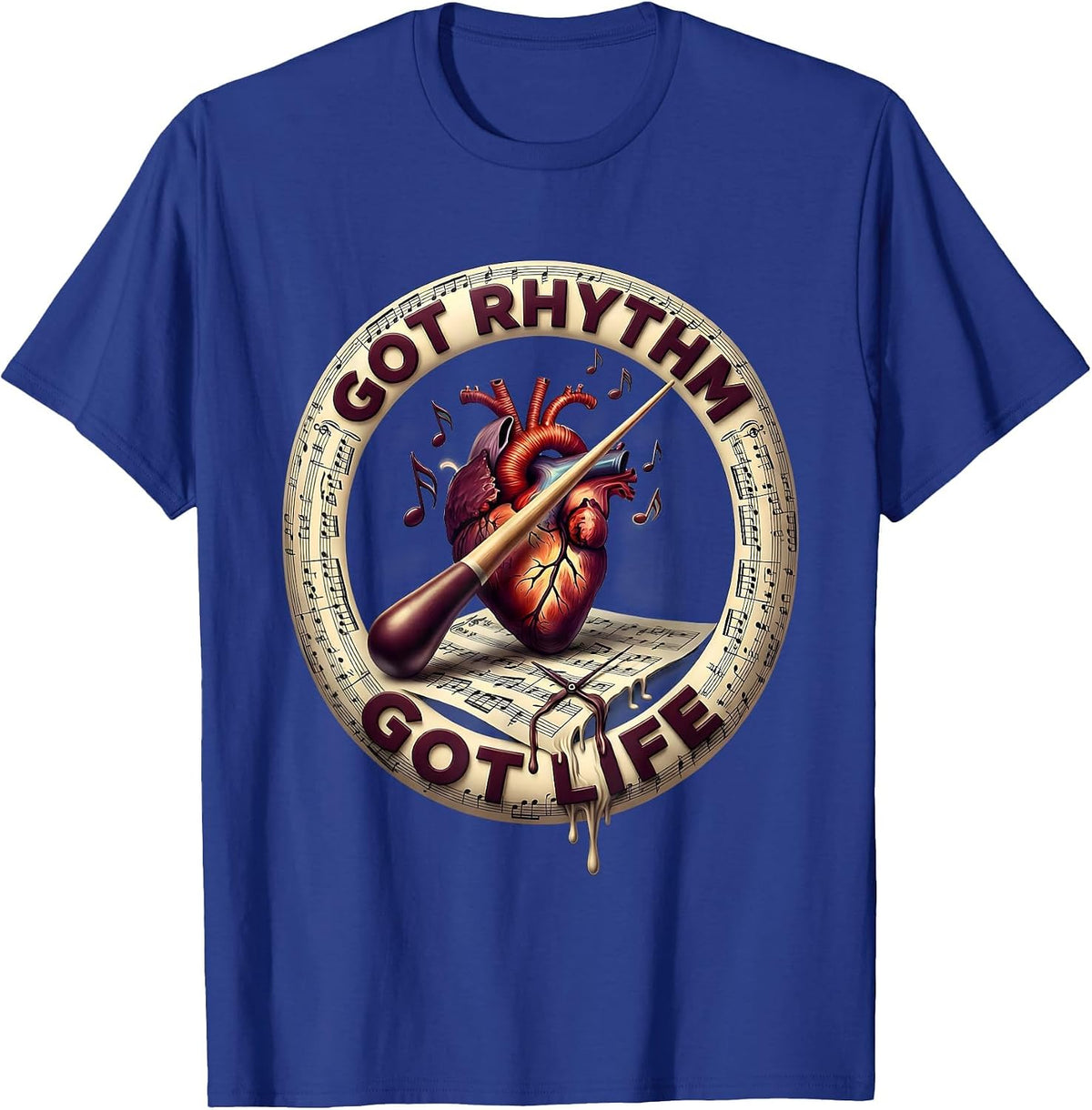 Got Rhythm Got Life Music Teacher Design T-Shirt - Royal Blue