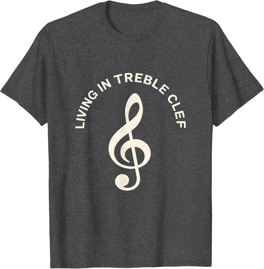 Men's Living In Treble Clef Music Teacher Design T-Shirt - Dark Heather Grey