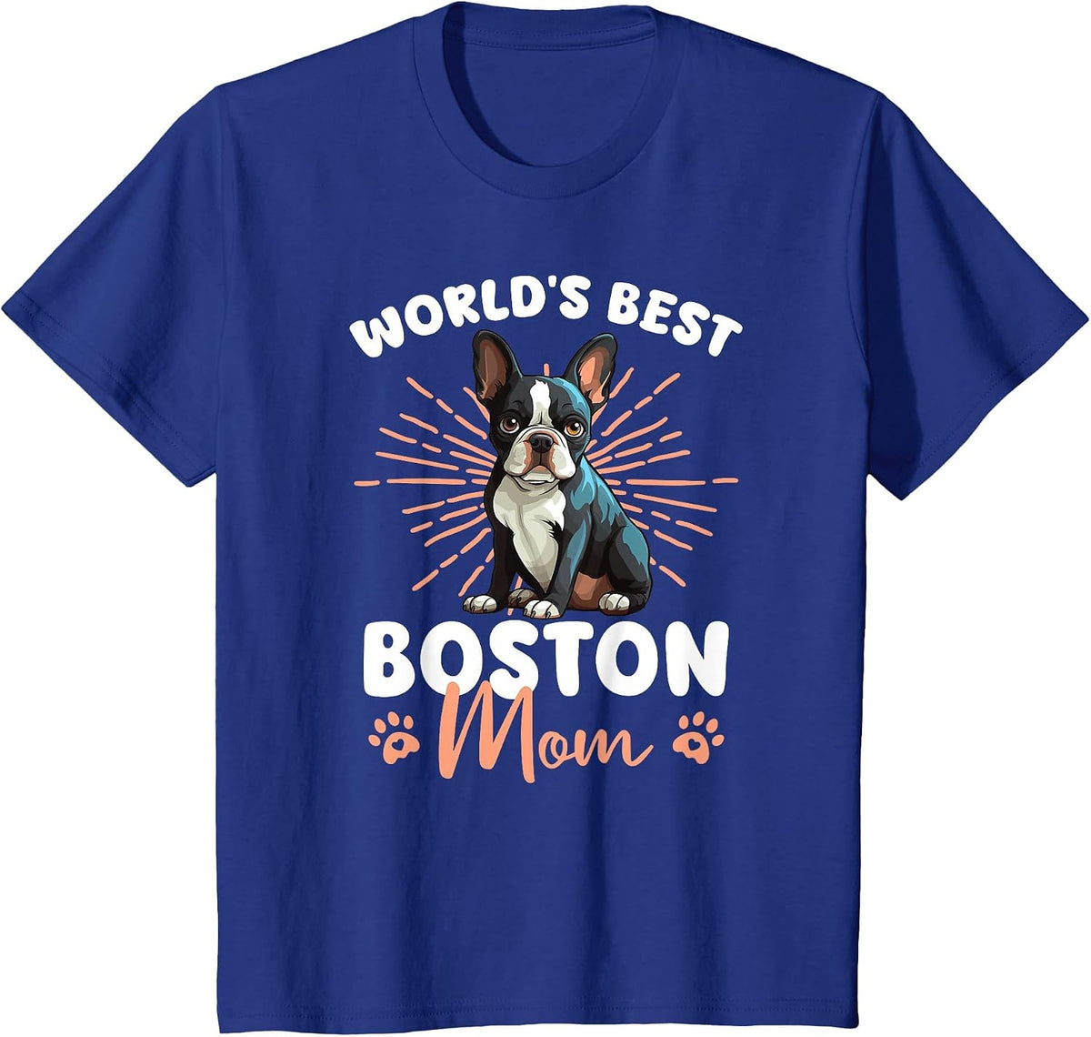 Boston Terrier Groovy World's Best Boston Mom T-Shirt - Royal Blue