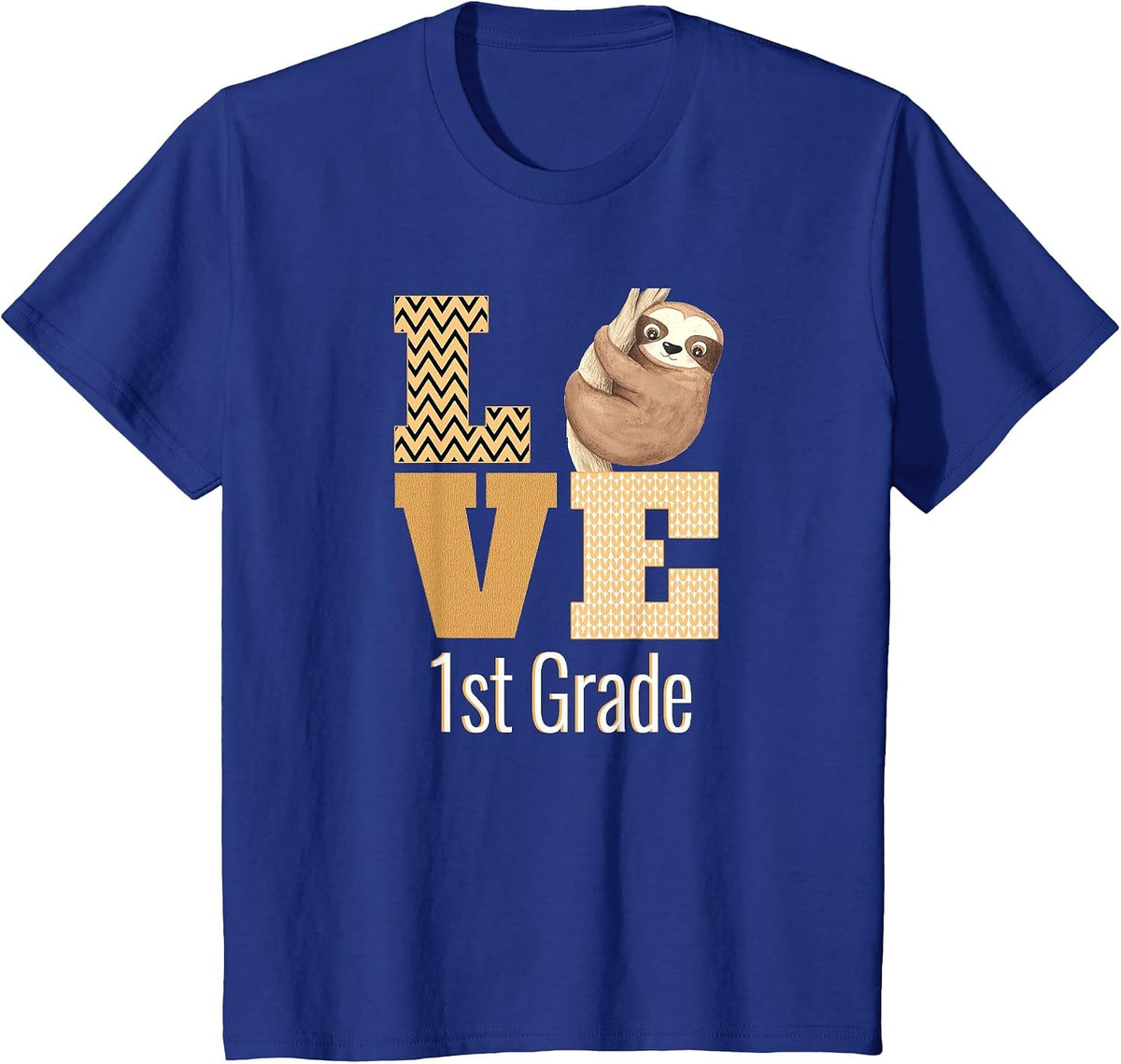 Love 1st Grade Sloth First Grade Teacher Back to School T-Shirt - Royal Blue