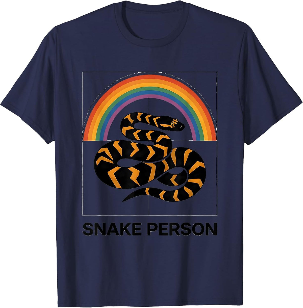 Men's Ball Python Silhouette Retro Snake Enthusiast Humor T-Shirt - Navy Blue