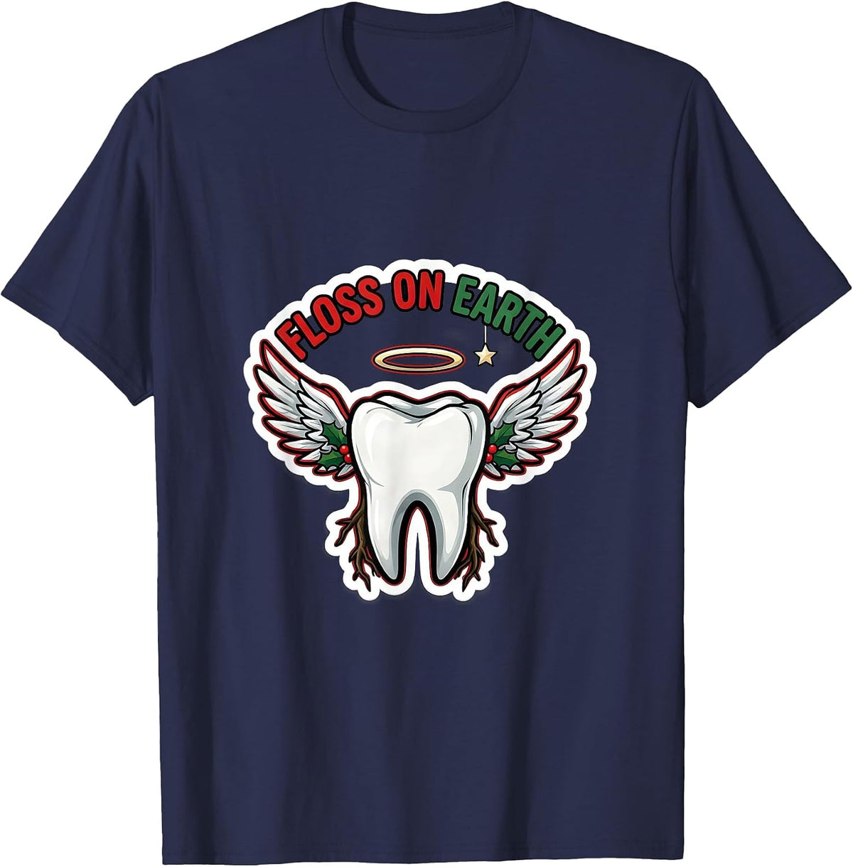 Floss On Earth Funny Dental Christmas Dentist Dental T-Shirt - Navy Blue