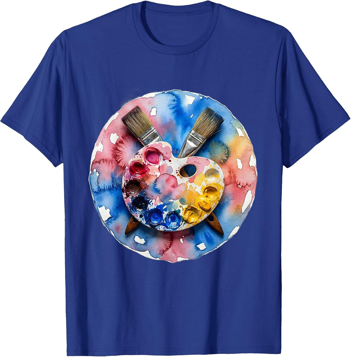 Art Teacher Paint Palette Crossed Brushes Design T-Shirt - Royal Blue