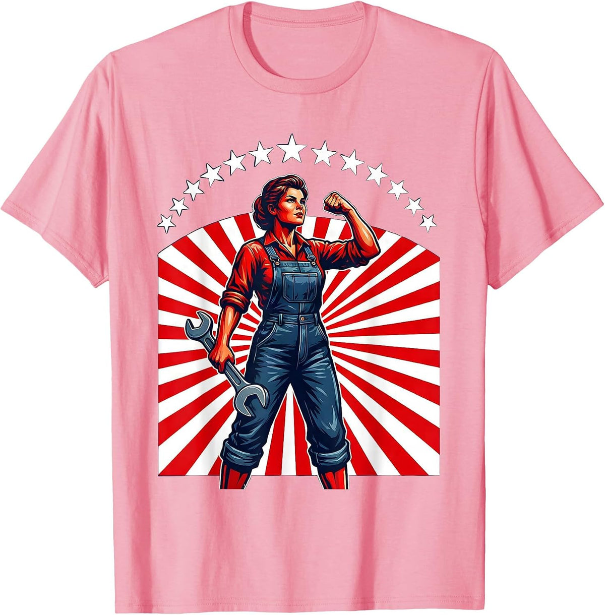 Men's Rosie the Riveter Wrench Graphic Tee T-Shirt - Pink