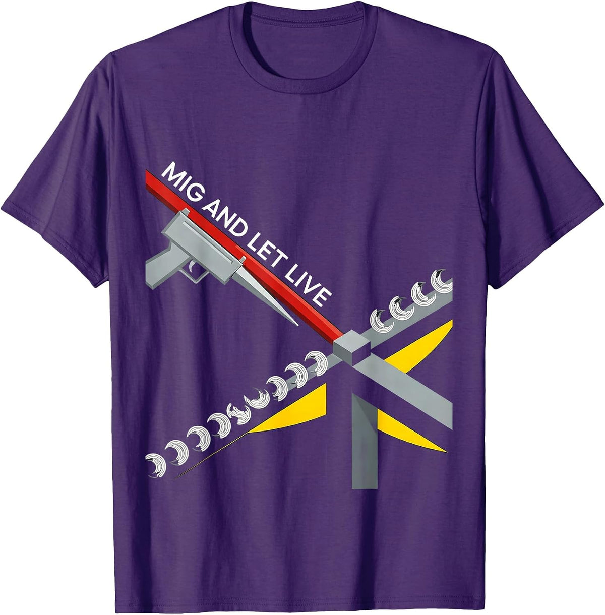 Men's MIG And Let Live Bauhaus Modernist Welder Humor Trade Pride T-Shirt - Purple