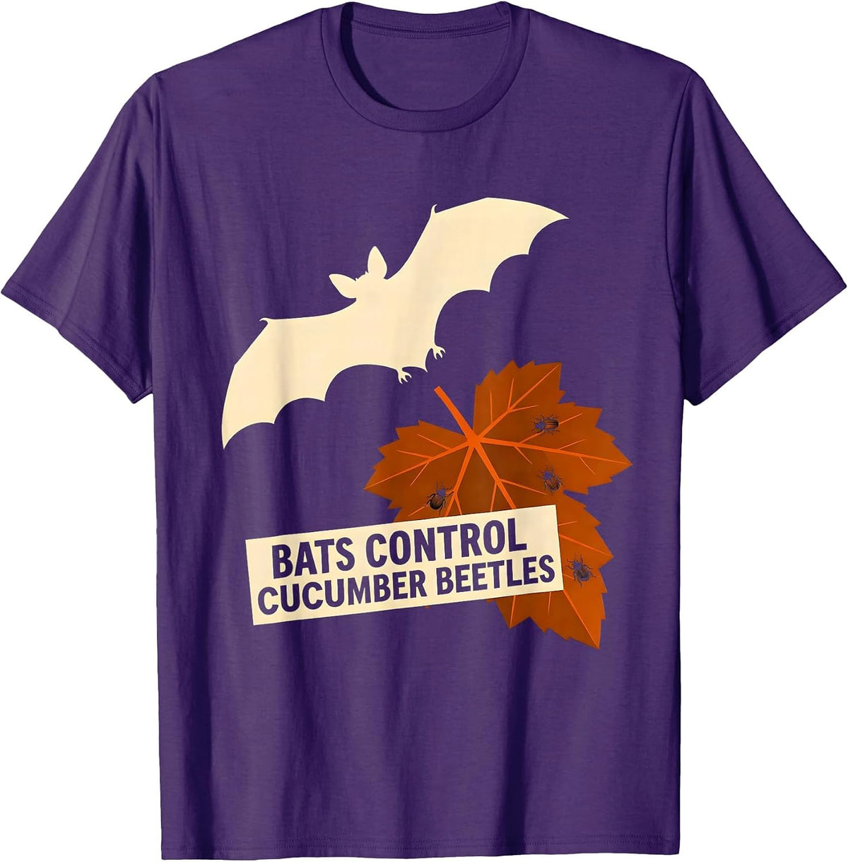 Men's Bats Control Cucumber Beetles Silly Bat Lover Wildlife T-Shirt - Purple