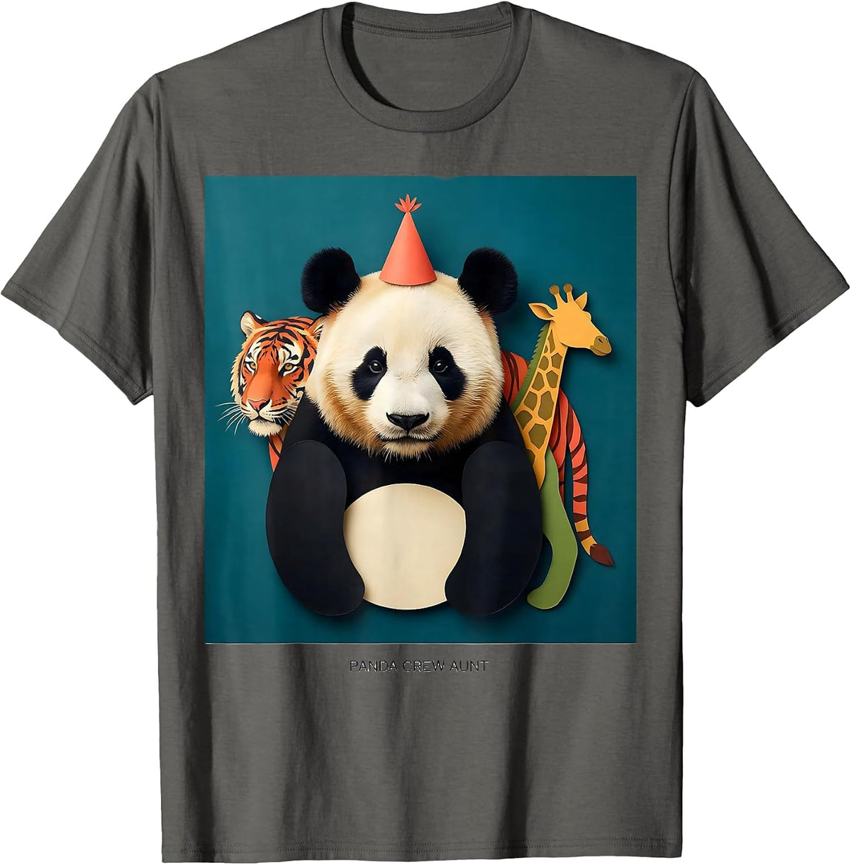Men's Panda Crew Aunt Cute Safari Zoo Animal Party Birthday T-Shirt - Asphalt Grey